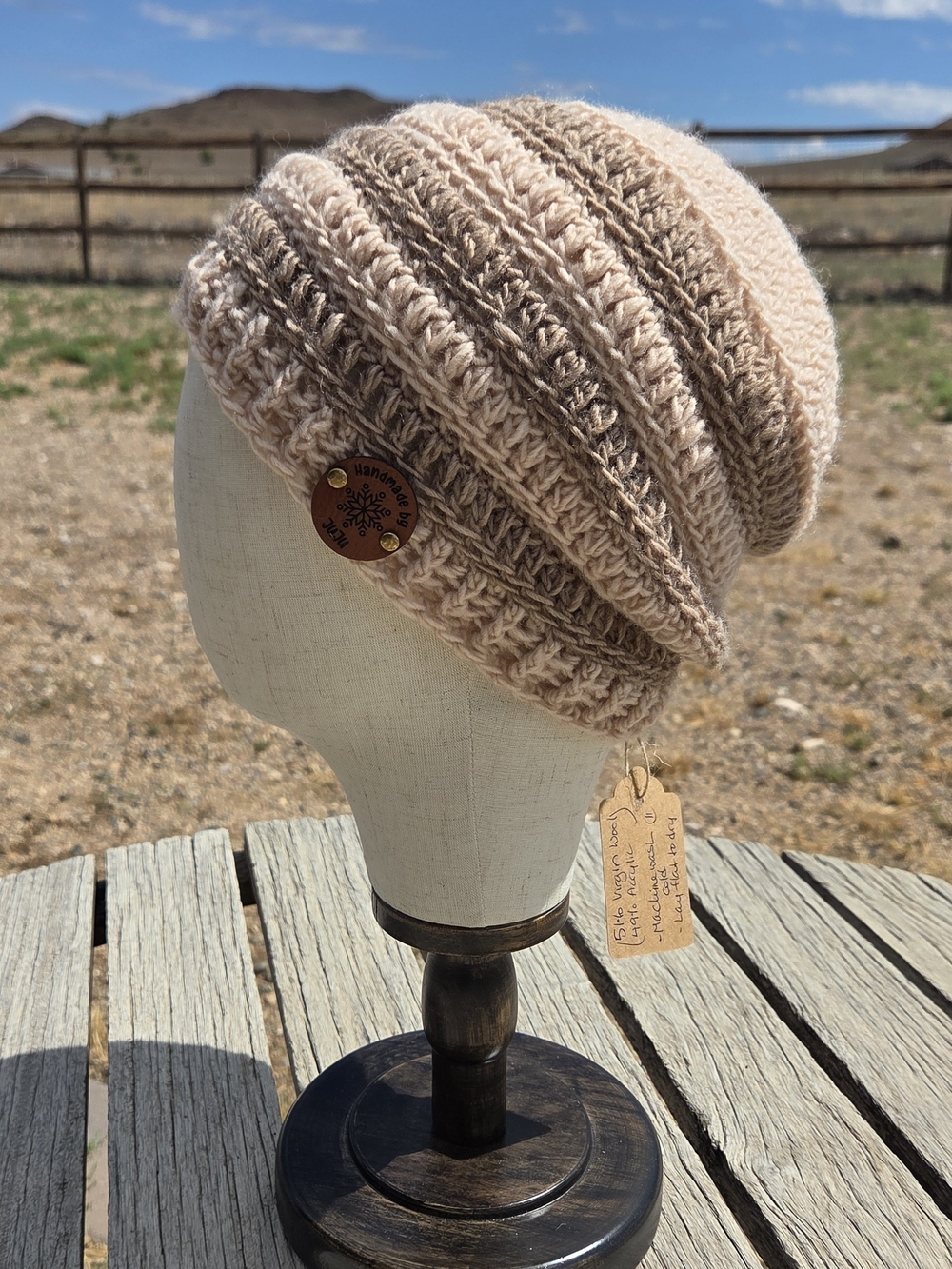Artisan Handmade Crochet Virgin Wool Blend "Tiramisu" Unisex Boho Beanie